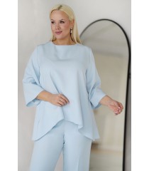 Błękitna elegancka rozkloszowana bluzka - SHAVON