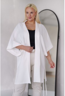 Biała narzutka kimono plus size - Sakura
