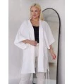 Biała narzutka kimono plus size - Sakura