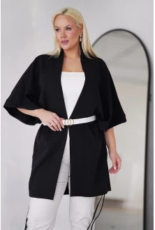 Czarna narzutka kimono plus size - Sakura