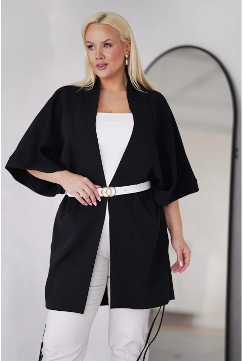 Czarna narzutka kimono xxl monasou