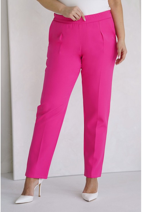 różowe spodnie na kant duże rozmiary xxl monasou