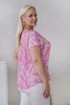 Beżowa bluzka w różowy wzór - Delle