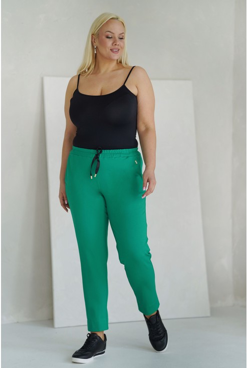 Zielone spodnie plus size materiałowe monasou