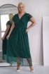 Wizytowa sukienka maxi z siateczką w kolorze butelkowej zieleni - RINNA