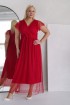 Czerwona wizytowa sukienka maxi z siateczką - RINNA