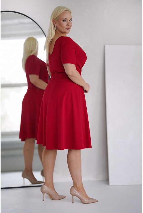 czerwona sukienka w dużych rozmiarach xxl monasou