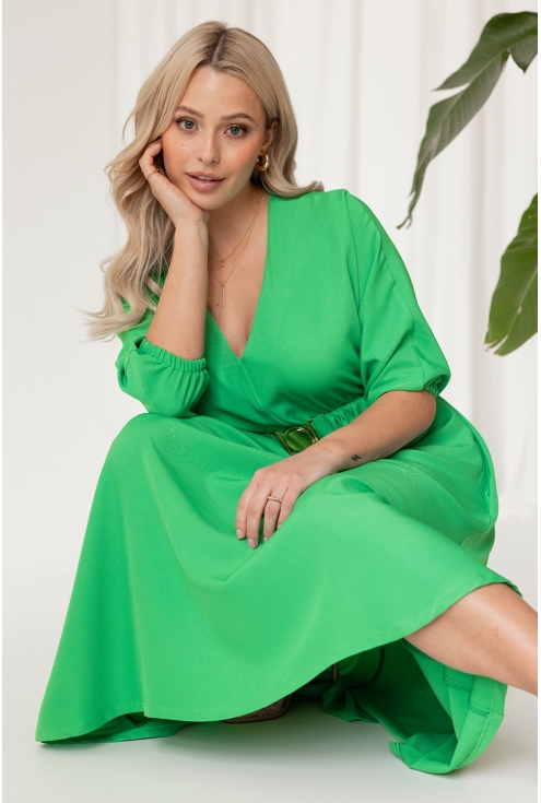 Zielona sukienka rozkloszowana w dużych rozmiarach xxl monasou