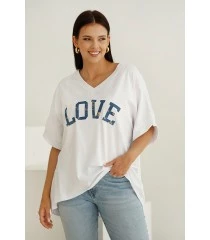 Biała koszulka z napisem LOVE - Evette
