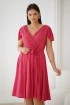 Różowa błyszcząca sukienka z rozcięciem na nodze - Sallie MIDI