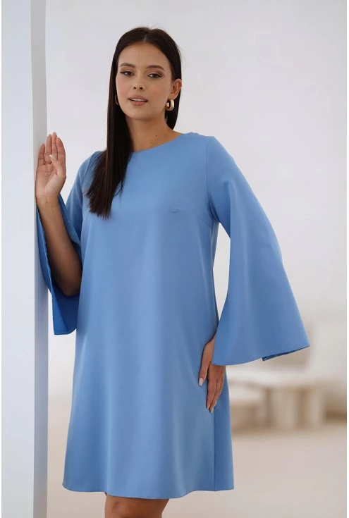Niebieska sukienka trapezowa plus size monasou xxl