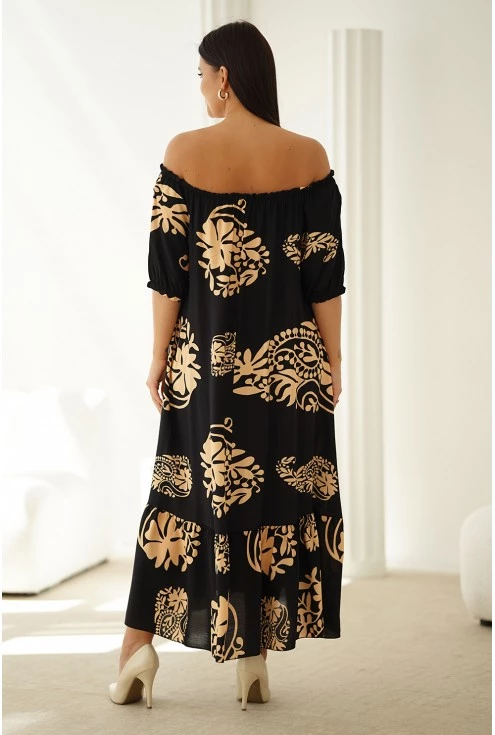 czarna długa sukienka maxi plus size monasou sukienka hiszpanka