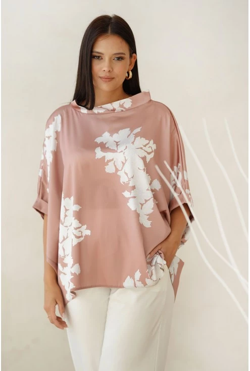 Bluzka oversize kimono z krótkim rękawem plus size