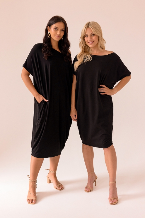 czarna sukienka plus size overszie monasou