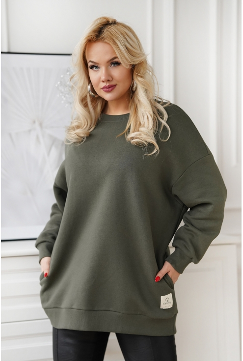 Oliwkowa ciepła bluza oversize Kana