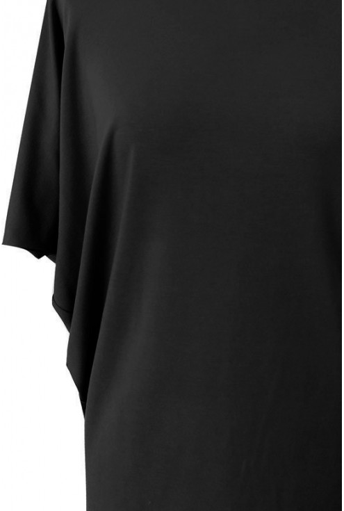 Czarna dzianinowa bluzka z krótkim rękawem - DORA