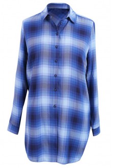 Długa koszula-tunika w niebieską kratę - SHEILA
