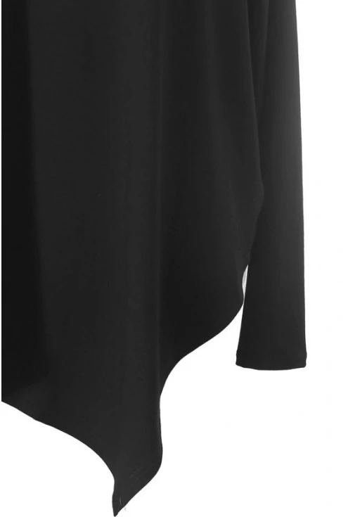 Asymetryczna czarna bluzka ze srebrnym paskiem BETSY