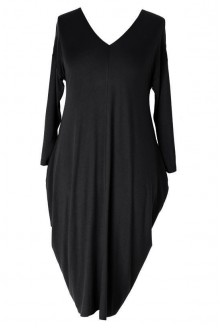 Czarna sukienka CYNTIA z długim rękawem