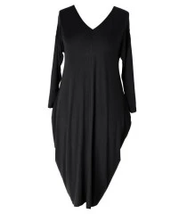 Czarna sukienka CYNTIA z długim rękawem