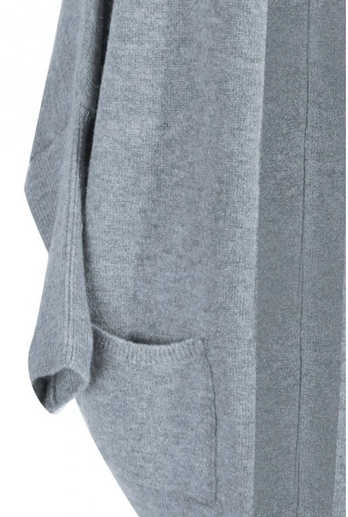 Jasnoszary sweter niezapinany z kapturem SHIRLEY