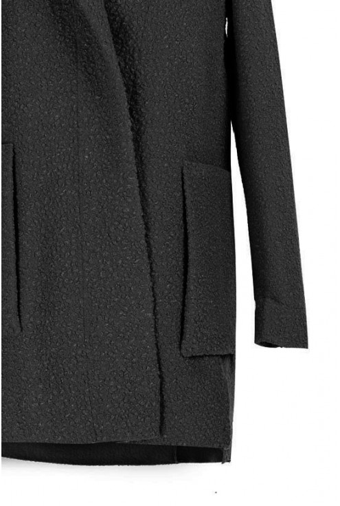 Czarny płaszcz z dużymi kieszeniami ESTELLA
