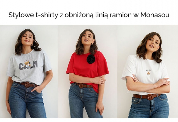 Stylowe t-shirty z obniżoną linią ramion w Monasou